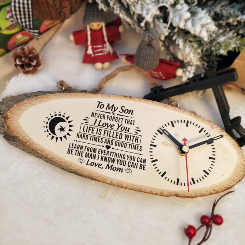 table clocks mom to son be the man i know you can be engraved wood clock giveme gifts 16771422879805