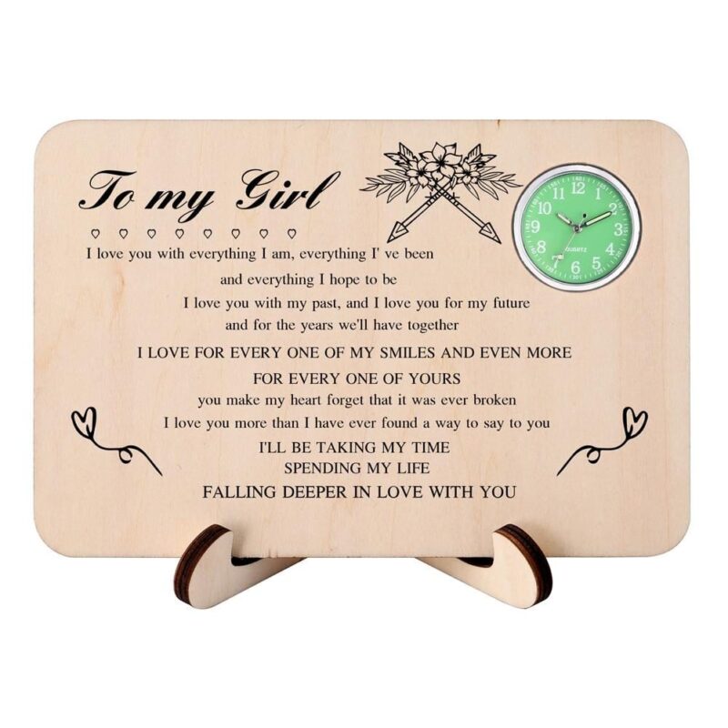 table clocks to my girl falling deeper in love with you wooden table clock giveme gifts 13741937852477