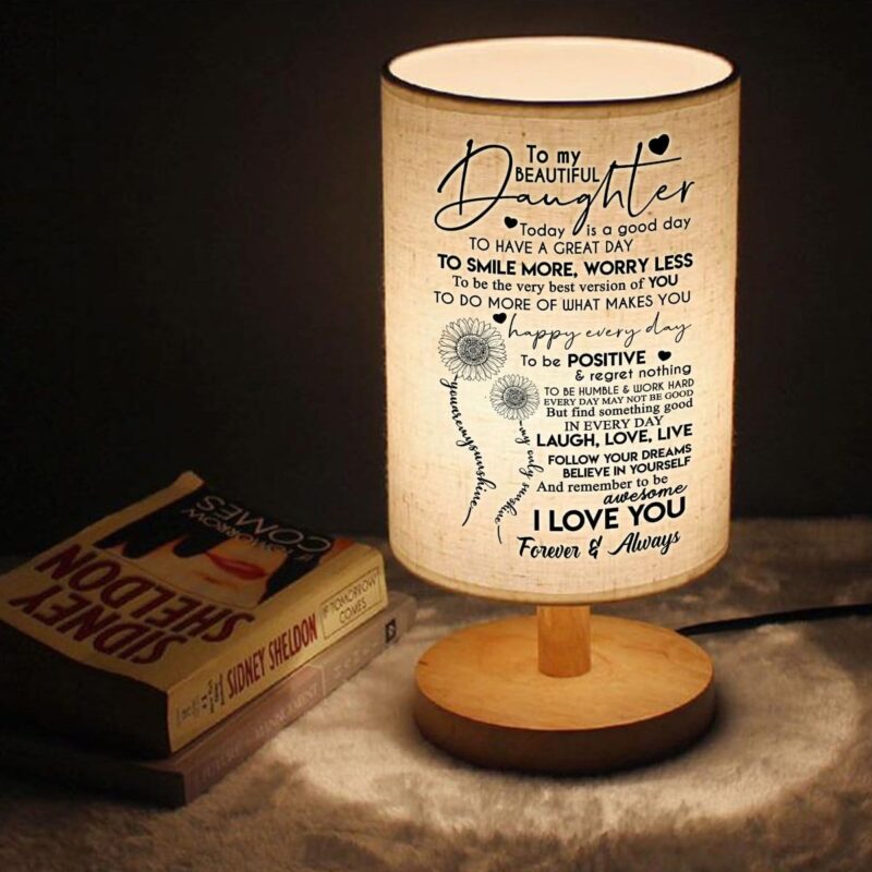 table lamp to my daughter to smile more worry less led wooden table lamp giveme gifts 16732422701117