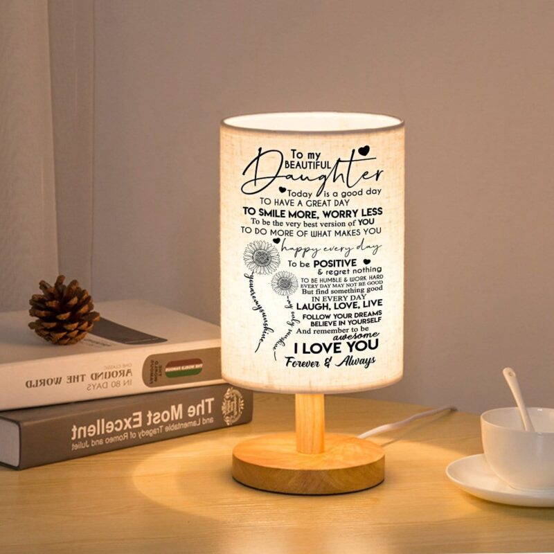 table lamp to my daughter to smile more worry less led wooden table lamp giveme gifts 16732422733885