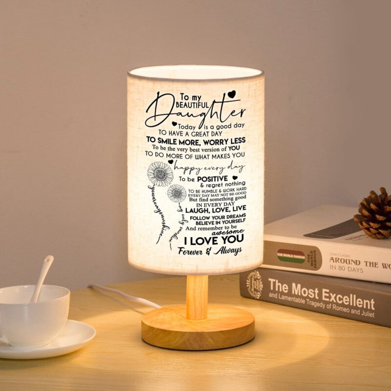 table lamp to my daughter to smile more worry less led wooden table lamp giveme gifts 16732422799421