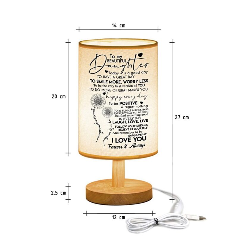 table lamp to my daughter to smile more worry less led wooden table lamp giveme gifts 16732422832189