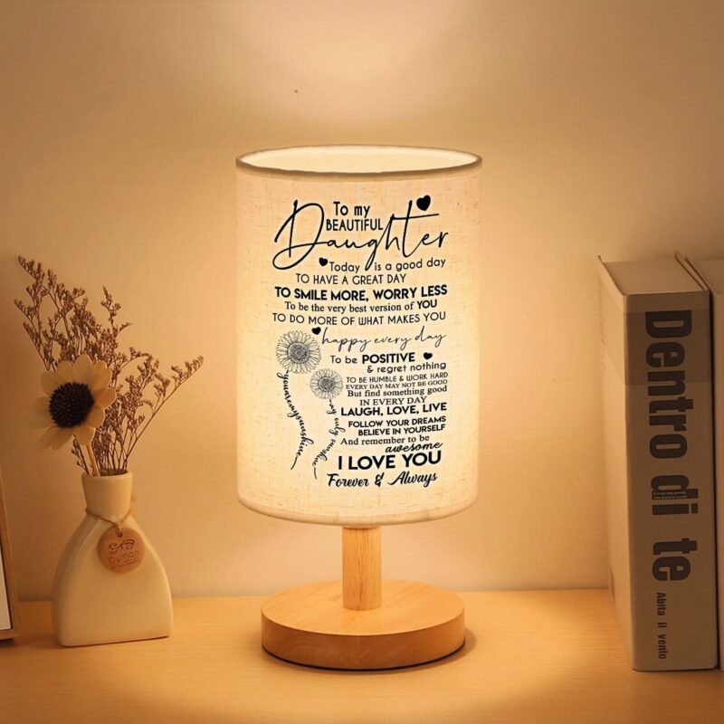 table lamp to my daughter to smile more worry less led wooden table lamp giveme gifts 16732422897725