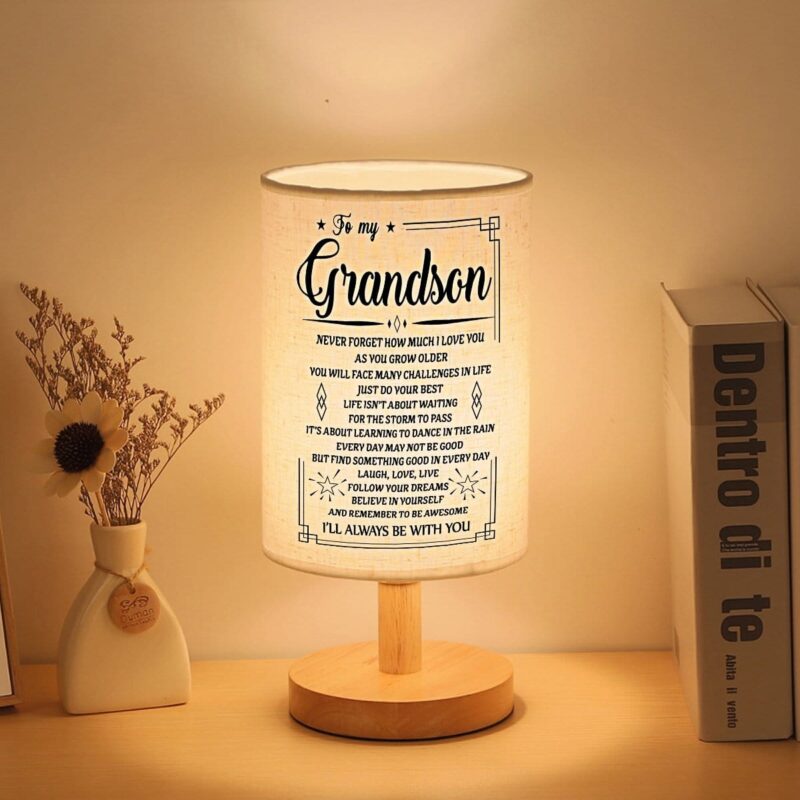table lamp to my grandson i will always be with you led wooden table lamp giveme gifts 16547600400445