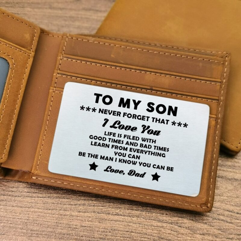 wallets for son dad to son be the man you can be bifold leather wallet gift card giveme gifts 28198072188989