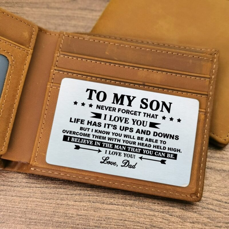 wallets for son dad to son life has it s ups and downs bifold leather wallet gift card giveme gifts 28201733914685