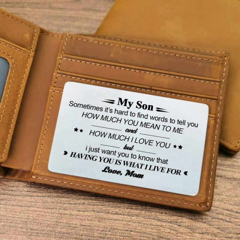 wallets for son mom to son having you is what i live for bifold leather wallet gift card giveme gifts 31078649462845