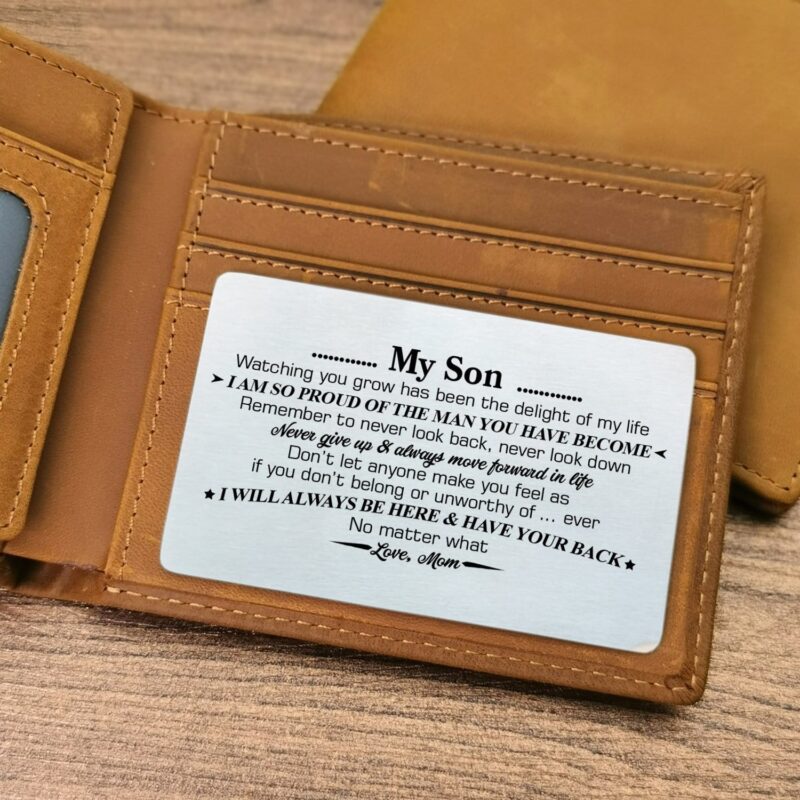 wallets for son mom to son i will always be here bifold leather wallet gift card giveme gifts 28185545703485