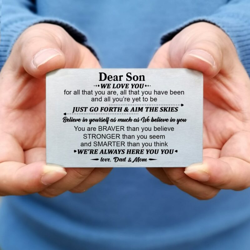 wallets for son to our son we are always here for you bifold leather wallet gift card giveme gifts 28158833033277