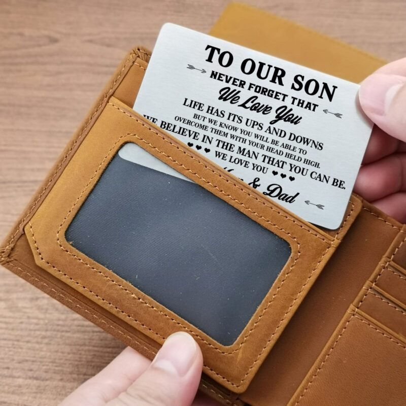 wallets for son to our son we love you bifold leather wallet gift card giveme gifts 28198063407165