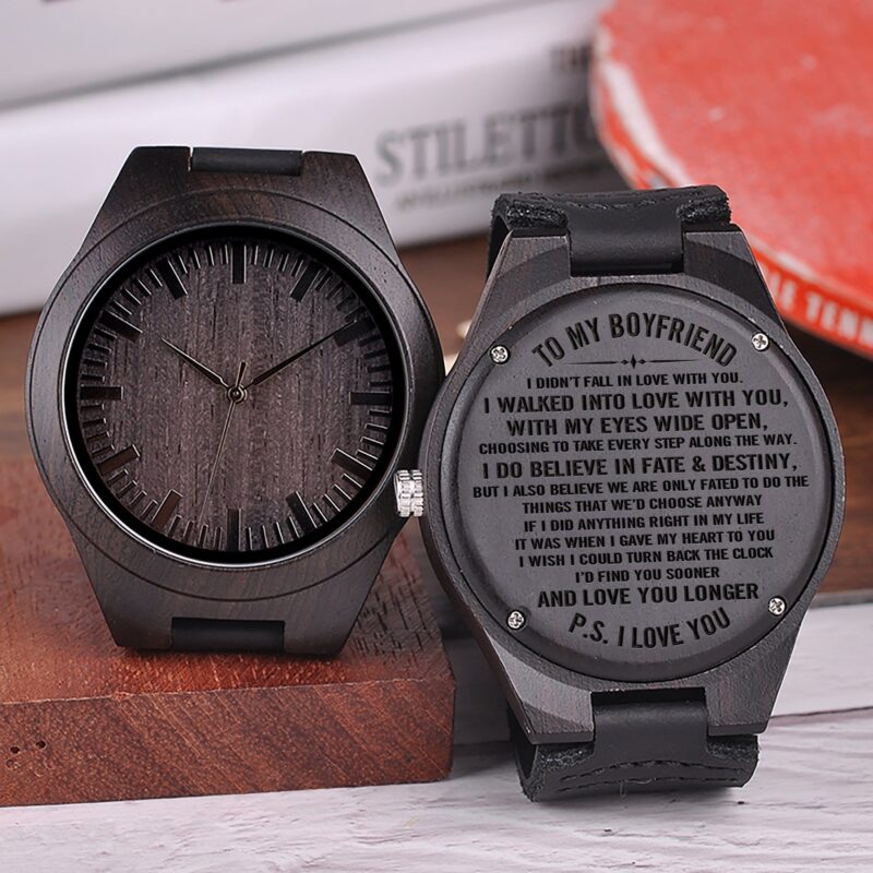 watches for lovers to my boyfriend i believe in fate and destiny engraved wood watch giveme gifts 31079853293629