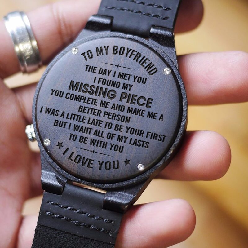 watches for lovers to my boyfriend my missing piece engraved wood watch giveme gifts 31079936655421