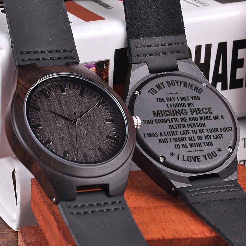 watches for lovers to my boyfriend my missing piece engraved wood watch giveme gifts 31079936688189