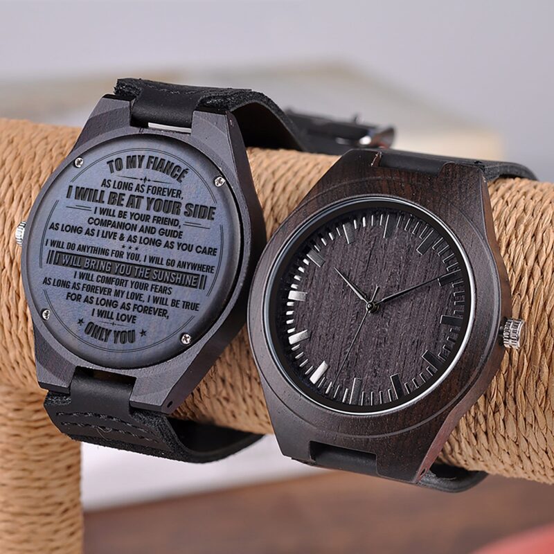 watches for lovers to my fiance i will be at your side engraved wood watch giveme gifts 4255116558397