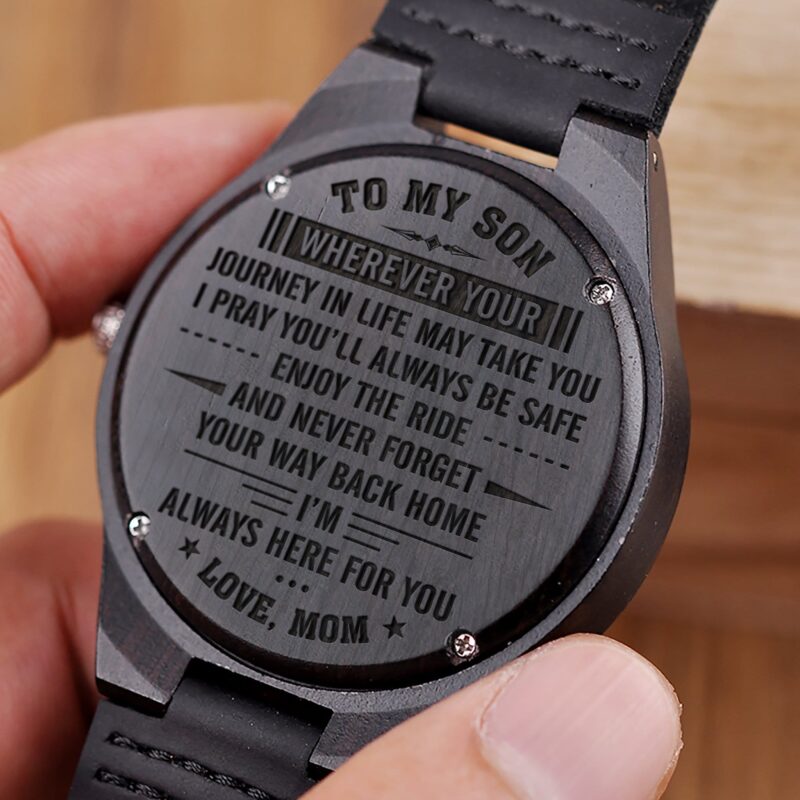 watches for son mom to son i pray you will always be safe engraved wood watch giveme gifts 4190131683389
