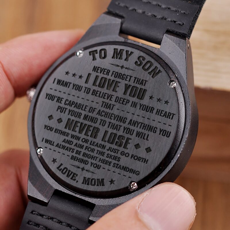 watches for son mom to son you will never lose engraved wood watch giveme gifts 4185910247485